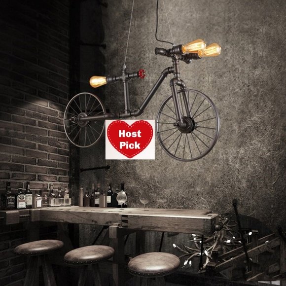 Hanging Bicycle Chandelier / Wall Light Rustic Decor & Industrial Art